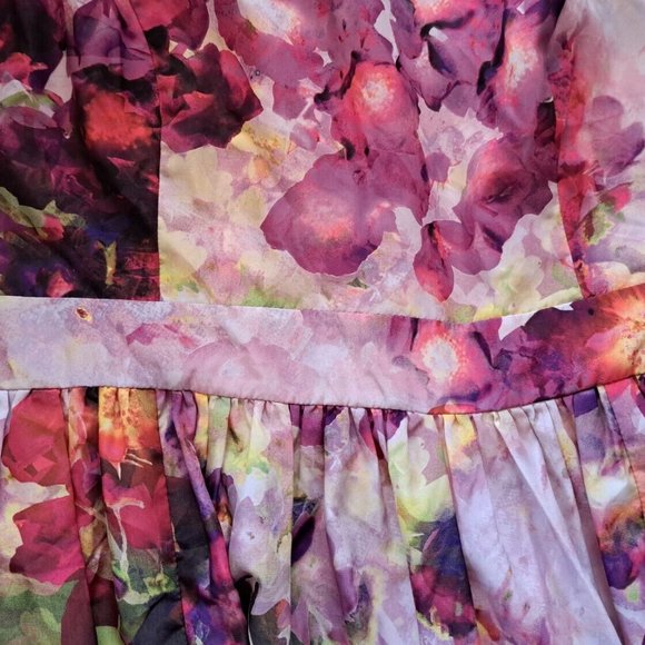 LIZ CLAIBORNE SILKY dress Sz 10 colorful FLORAL SLEVELESS FORMAL ACADEMIA LUXURY - Picture 5 of 9